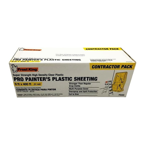 Frost King P9400 High Density Painter's Plastic Sheeting, 9' x 400' x .31 Mil, Clear