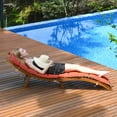thumbnail image 4 of Costway 2 Pcs Chaise Longue d'Extérieur Pliante en Bois Rouge/blanc Coussin Coussinet Piscine Terrasse, 4 of 9