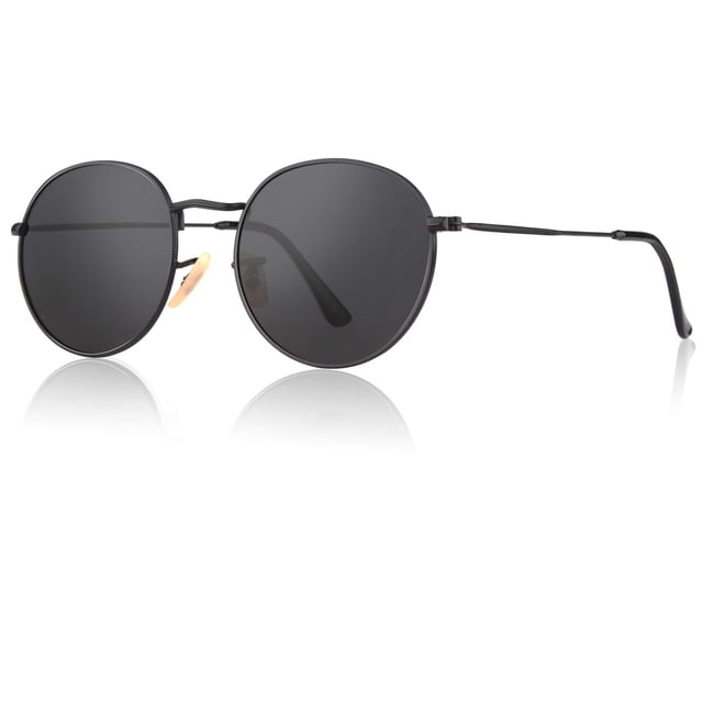 Gafas de sol CGID E47 redondas polarizadas de 51 mm negras para mujeres y hombres