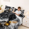 thumbnail image 3 of Castle Fairy Vintage Steam Train Queen Sheet Sets 4 Pieces for Teens, Smoke Cloud Print Bed Set for Bedroom, Rust Orange, 3 of 6
