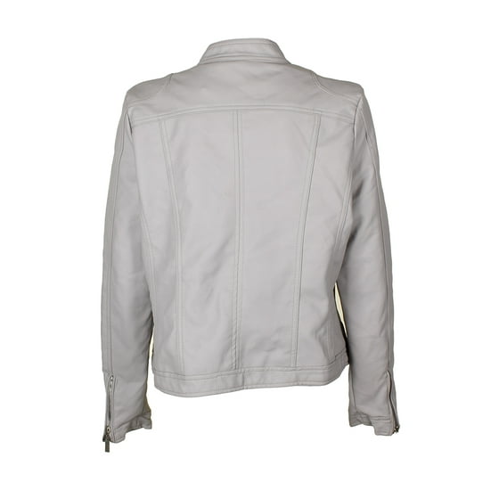 Jou Juniors Grey Faux Leather Moto Jacket L