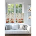 thumbnail image 4 of Sheer Curtains 54 Inch Length 2 Panels Set for Kitchen, Red Poppy Semi Sheer Curtains for Windows, Farmhouse Country Vintage Flower Leaf Plant Voile Window Treatments Rod Pocket Curtain, 4 of 7