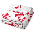 thumbnail image 5 of Candy Cane Red Bow Fleece Bed Blankets,Soft Flannel Cozy Blanket for Adults,Washable Lightweight Fuzzy Blanket Gift for Girls Boys 50X60in, 5 of 6