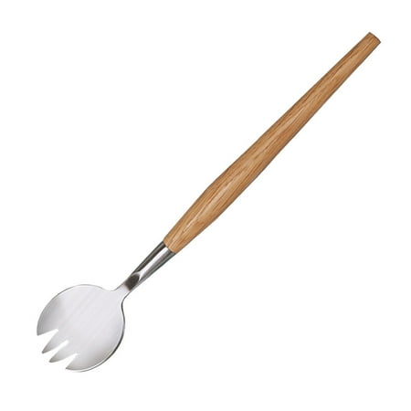 

NUOLUX Stainless Steel Salad Fork Wooden Handle Fork Multifunctional Tableware Food Serving Fork for Home Daily Use