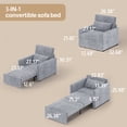 thumbnail image 6 of Sleeper Chair for Small Spaces, Noelse 3-in-1 Convertible Sofa Bed Chair, Pull Out Chair Bed with Storage Pockets, Accent Chair Corduroy, Gray, 6 of 10