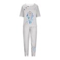 thumbnail image 3 of KIJBLAE Women's Dreamcatcher Print Two Piece Outfits Summer Short Sleeve Round Neck T-Shirt Drawstring Elastic Waist Long Pants Tracksuit Set Gray XL, 3 of 5
