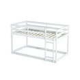 thumbnail image 4 of Bunk Bed Twin Over Twin, Low Twin Size Floor Bunk Beds with Ladder, Solid Wood Junior Bunk Bed for Teens Bedroom, No Box Spring Needed-White, 4 of 10