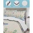 thumbnail image 4 of Quilts Twin Size Bedding Set, Blue Hydrangea Lightweight Quilted Comforter, Spring Summer Eucalyptus Vintage Beige Soft Reversible Bedspread Coverlet with Pillow Covers for All Season, 68" x 86", 4 of 7