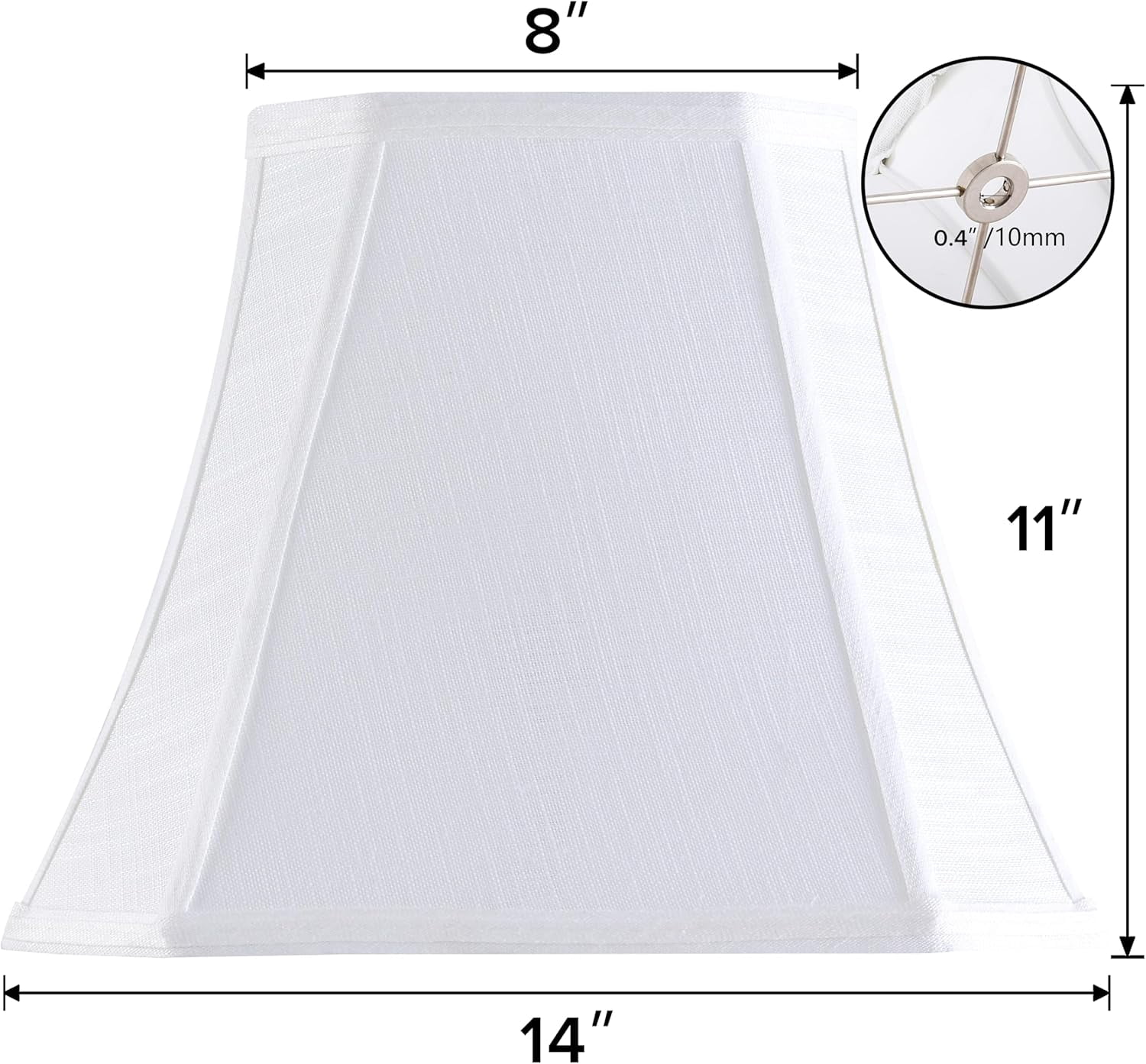 14 Inch White Linen Square Cut Corner Lamp Shade for Floor Lamps,Table Nightstand Lamp for Living Room, 8x14x11"(Spider) Lampshade Replacement,Transitional Easy Assembly Required (1 Pack)