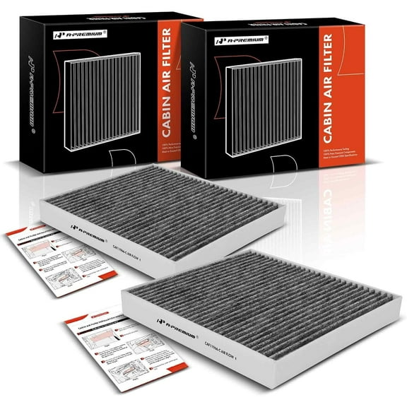 A-Premium 2-PC Cabin Air Filter w/Activated Carbon Compatible with Chevy, GMC, Cadillac & Buick - Camaro, Colorado, Equinox, Impala, Malibu, Silverado, Traverse, Sierra, Yukon, Escalade, ATS, Enclave