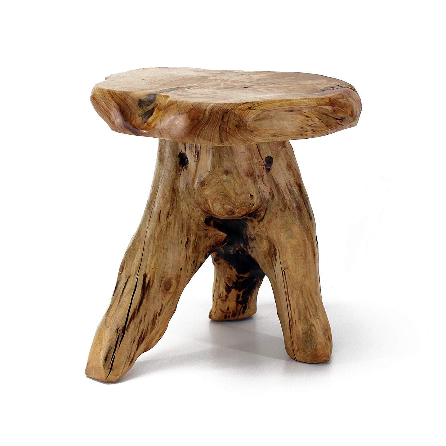 Welland 14 Inch Unique Live Edge Cedar Wood Stump Mushroom Stool