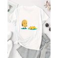 thumbnail image 2 of Women'S Casual Crew Neck T-Shirt with Creative Potato & French Fries Print, Fashionable Short Sleeve Top, Polyester 95% Spandex 5%, Medium Stretch, All Season Wear, 2 of 6