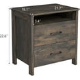 thumbnail image 3 of Farmhouse Nightstand Set of 2, Rustic Nightstand with 2 Drawers, Wood End Table with Open Shelf, Side Table for Bedroom, Dark Brown, 3 of 14