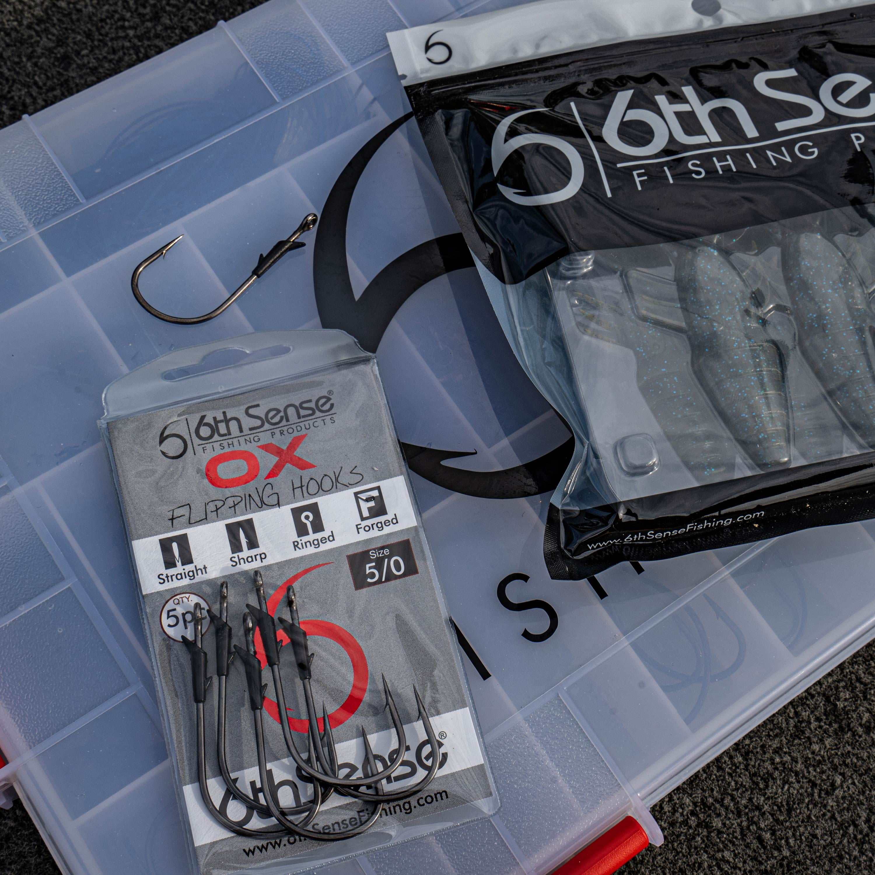 (3 pack) 6th Sense – OX Flipping Hook with Dual-Barbed Keeper & Welded Eye for Heavy Cover (5 Pack)