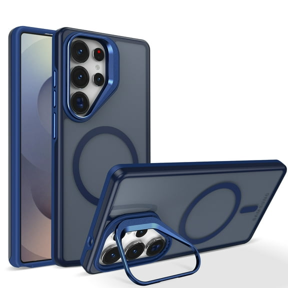 Allytechgroup for Samsung Galaxy S25 Ultra Case, Compatible with Magsafe Magnetic Protective Back Cover with Kickstand Shock-Absorbent PC TPU Non-Slip Anti-Scratch Cover for Women Men, Blue