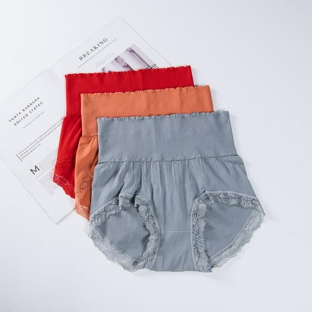 

3-Pack Women Briefs High Waist Briefs Full Coverage Panties Lace Trim Panties Tummy Control Panties Stretchy Underpants Postpartum Nursing Panties