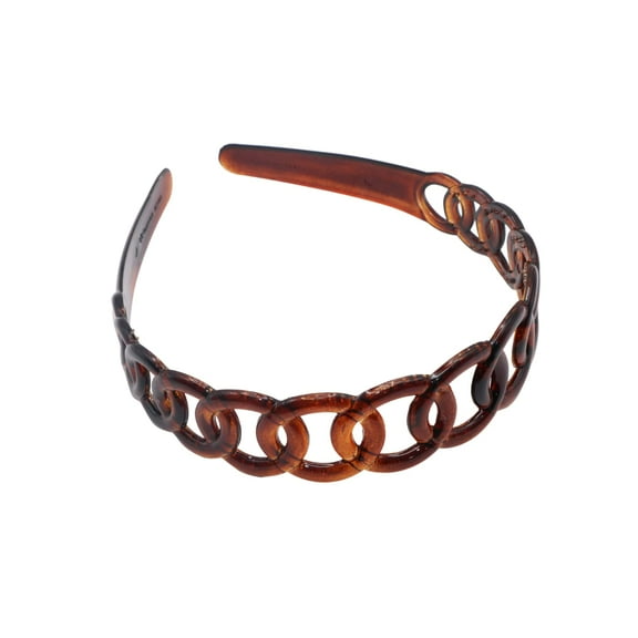 Parcelona French Round Chain Tortoise Shell Brown Celluloid Hair Headband