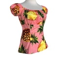 thumbnail image 2 of Vintage Style Puff-Sleeves Off The Shoulder Blouse-pineapple, 2 of 6