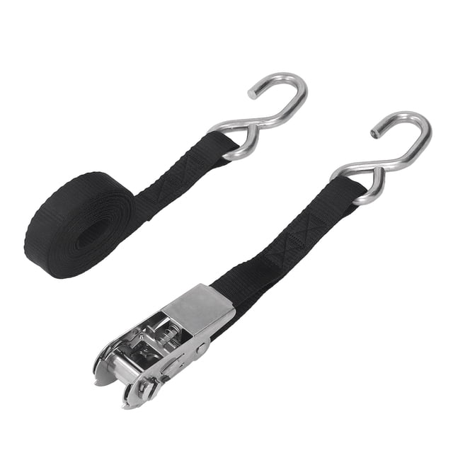 Sangles d'Attachement à Cliquet, Construction Robuste Haute Résistance Sangles de Fixation à Cliquet Flexibles en Acier Inoxydable Résistantes aux Déchirures 2 Pcs pour Expédition / 9.8 Pieds, 5m / 16.4 Pieds