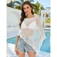 thumbnail image 7 of longantii Women Sheer Poncho Top Lightweight Beach Cover Up Summer Knit Mesh Shawl White S, 7 of 7