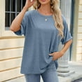 thumbnail image 4 of Tdoqot Womens Summer Tops Loose Fit Short Sleeve Casual Crewneck Soft Oversized T Shirts 2024 Gray Size 2XL, 4 of 7