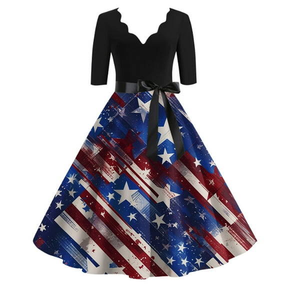 Shirt Dresses For Women 2025, 4Th Of July 50S Party Dress Casual V Neck Short Sleeve Tunic Cocktail Dresses Formal Black Slip Dress Off The Shoulder Groom Dresses Romper (XL, Dark Blue) ZMTing