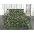 thumbnail image 2 of Ambesonne Apple Flower Pattern Quilted Coverlet 2 Pcs, Spring Floral, Twin Size, Peacock Green White, 2 of 4