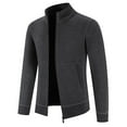 thumbnail image 3 of Herrnalise Men's Fashion Autumn And Winter Stand Collar Sweater Casual Fleece Jacket Dark Gray, 3 of 4