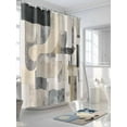 thumbnail image 3 of Fsddascl Grey Beige Abstract Shower Curtain Set - Extra Long 72" x 96" Washable Bathtub Curtain with 12 Hooks, Watercolor Modern Geometric Waterproof Fabric Stall Shower Curtains for Bathroom, 3 of 6