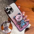 thumbnail image 2 of Gradient Glitter Bead Bear Phone Case, Hidden Stand, Silicone Material, Cartoon Cute Style for iPhone 14 13 12 11 Pro Max Plus XS XR 7 8 SE Phone Case (Gold,iPhone 12 Pro Max), 2 of 8