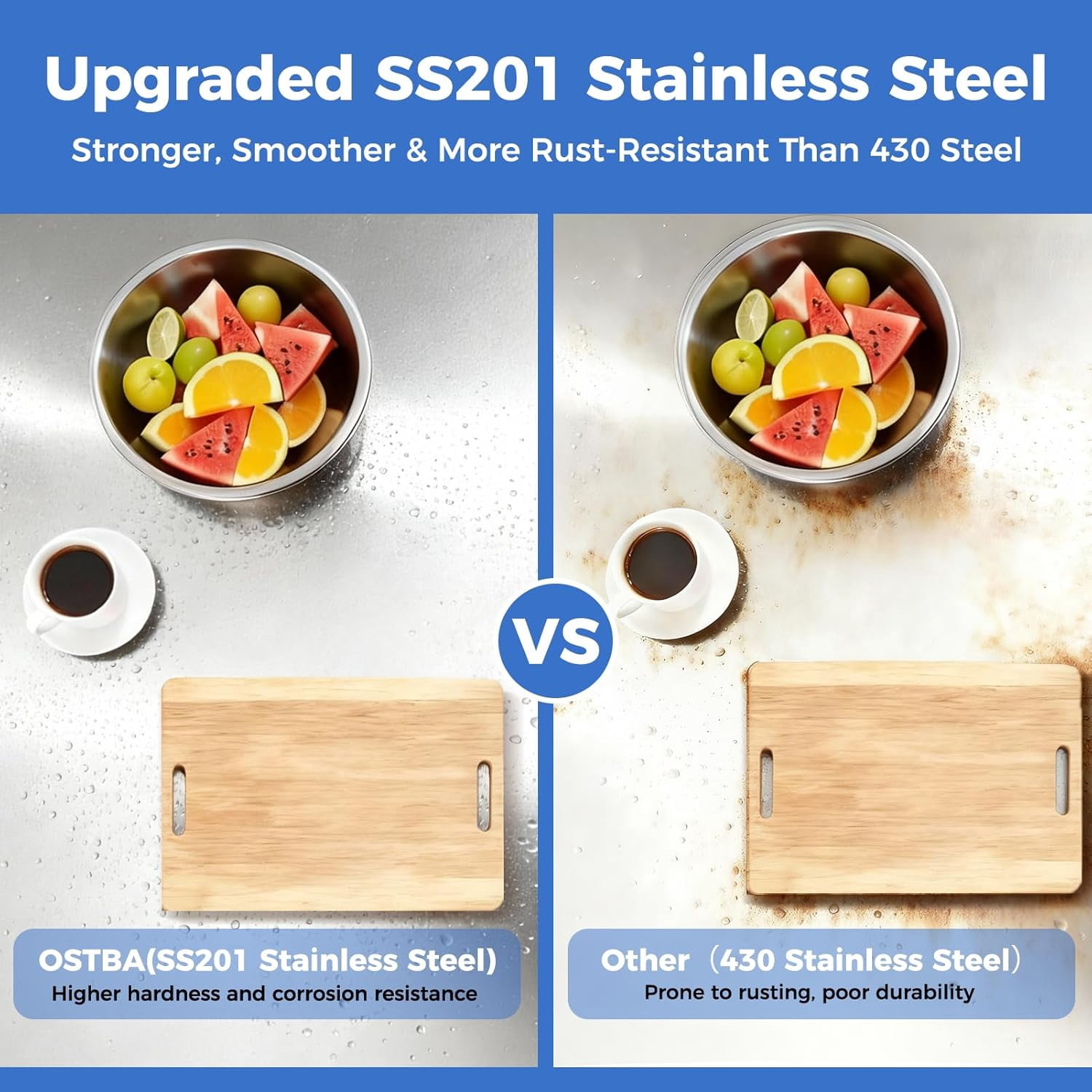 OSTBA Stainless Steel Table for Prep & Work 24x18 Inches, NSF Metal Commercial Heavy Duty Table with Adjustable Undershelf and Adjustable Foot for Restaurant Kitchen Home and Hotel