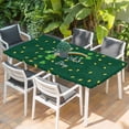 thumbnail image 2 of St. Patrick's Day Table Cloths for 3 Foot Rectangle Tables, Green Shamrock Rainbow Gold Coin Simple Patio Waterproof Elastic Fitted Tablecloths, Washable Rectangular Table Cover for Camping, 2 of 8