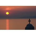 thumbnail image 2 of Young, Bill 18x13 Black Ornate Wood Framed with Double Matting Museum Art Print Titled - Greece, Mykonos Greek Orthodox church, sunset, 2 of 4