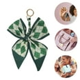 thumbnail image 3 of Unique Bargains 1 Pc Trendy Long Scarf Ribbon Bow Plaid Handbag Charm Decorative Keychain Green, 3 of 5