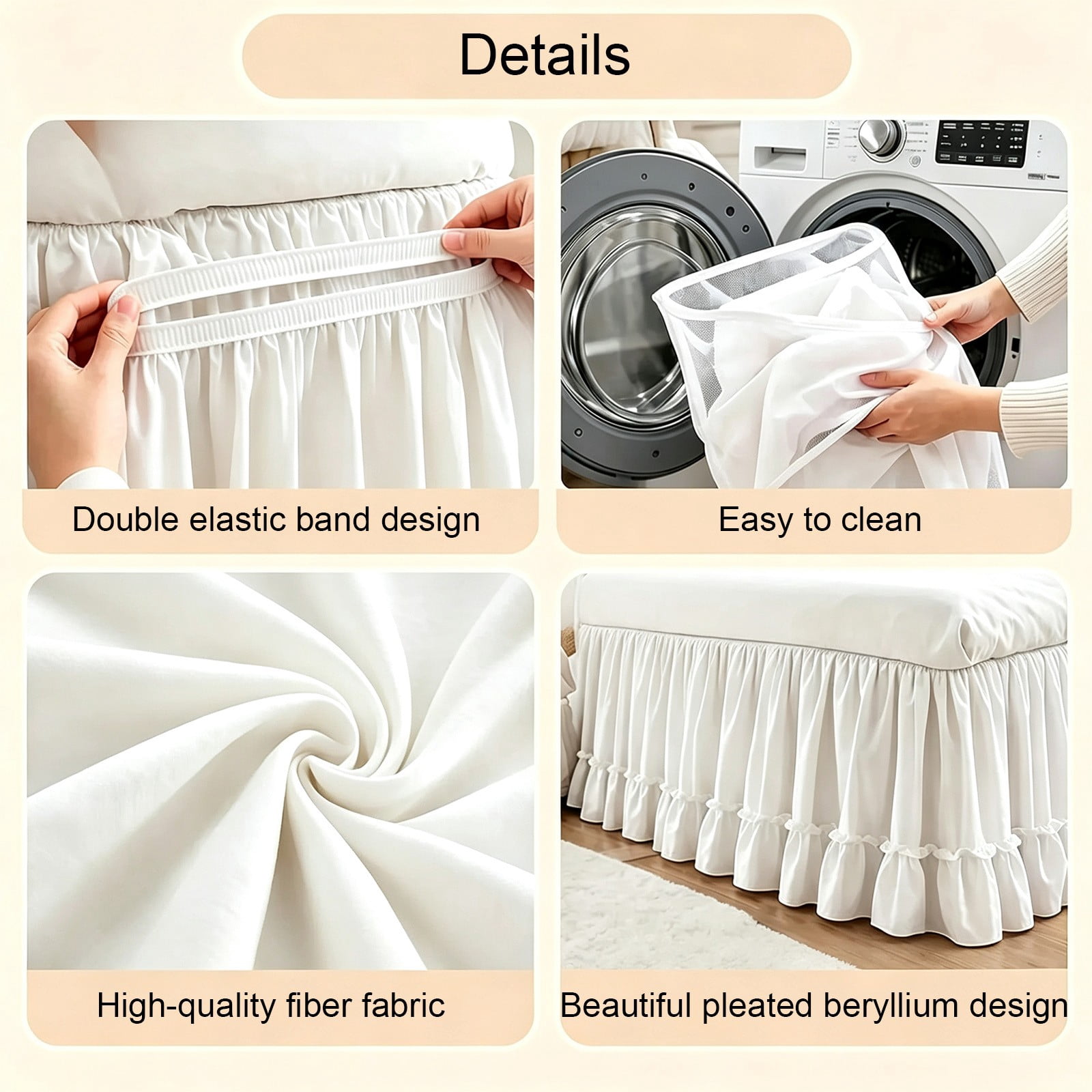 Dorm Bed Skirt Twin XL 80×39 Inch, 25 Inch Drop, Elastic Wrap Around, Polyester White Bedskirt for College Dorms, Apartments, Guest Rooms