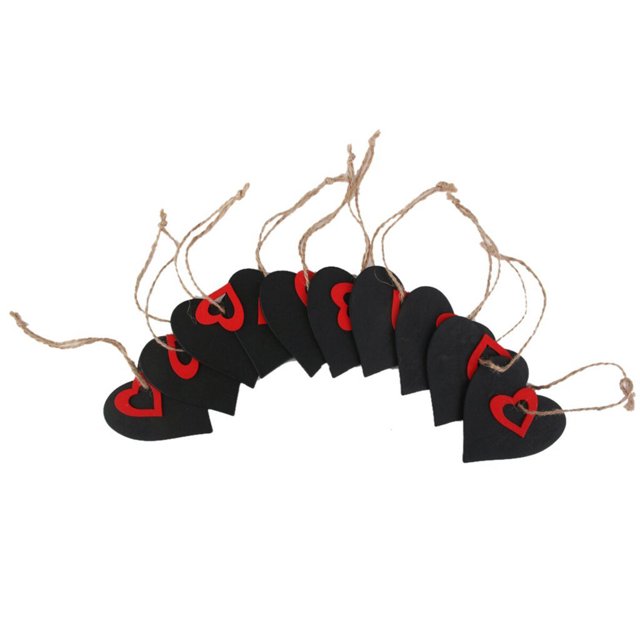 MasteelfCA 10 Pcs Étiquettes de Prix en Forme de Cœur Mini Tableau Noir en Bois (Rouge)