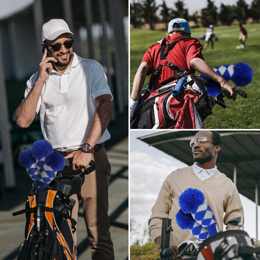 3Pcs Knitted Golfing Club Head Covers Golfing Club Accessories Knitted Golfing Driver Headcover Golfing Wood Head Covers