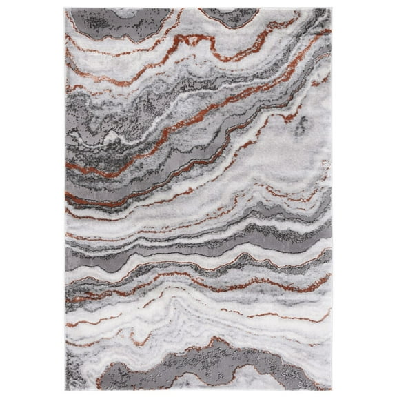SAFAVIEH Craft Lyall Abstract Area Rug, Grey/Orange, 5'3" x 7'6"
