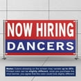 thumbnail image 3 of Now Hiring Dancers 13 oz Heavy Duty Vinyl Banner Dancer Jobs Available Help Wanted Sign for Business Advertising Indoor/Outdoor Single-Sided with Metal Grommets (4x10 ft, Re & Wh & Bl), 3 of 6