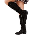 thumbnail image 2 of Willtoo Women's Vintage Faux Suede Mid Calf Boots, Round Toe Slouchy Ruched Riding Boots with Buckle, Side Zipper Low Heel Casual Shoes, 2 of 5