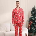 Salouo Cute Dog Panda Print Button-Front Long Sleeve Pajama Set For Men, Soft 2Pjs Men's Long Sleeve Sleepwear-Small