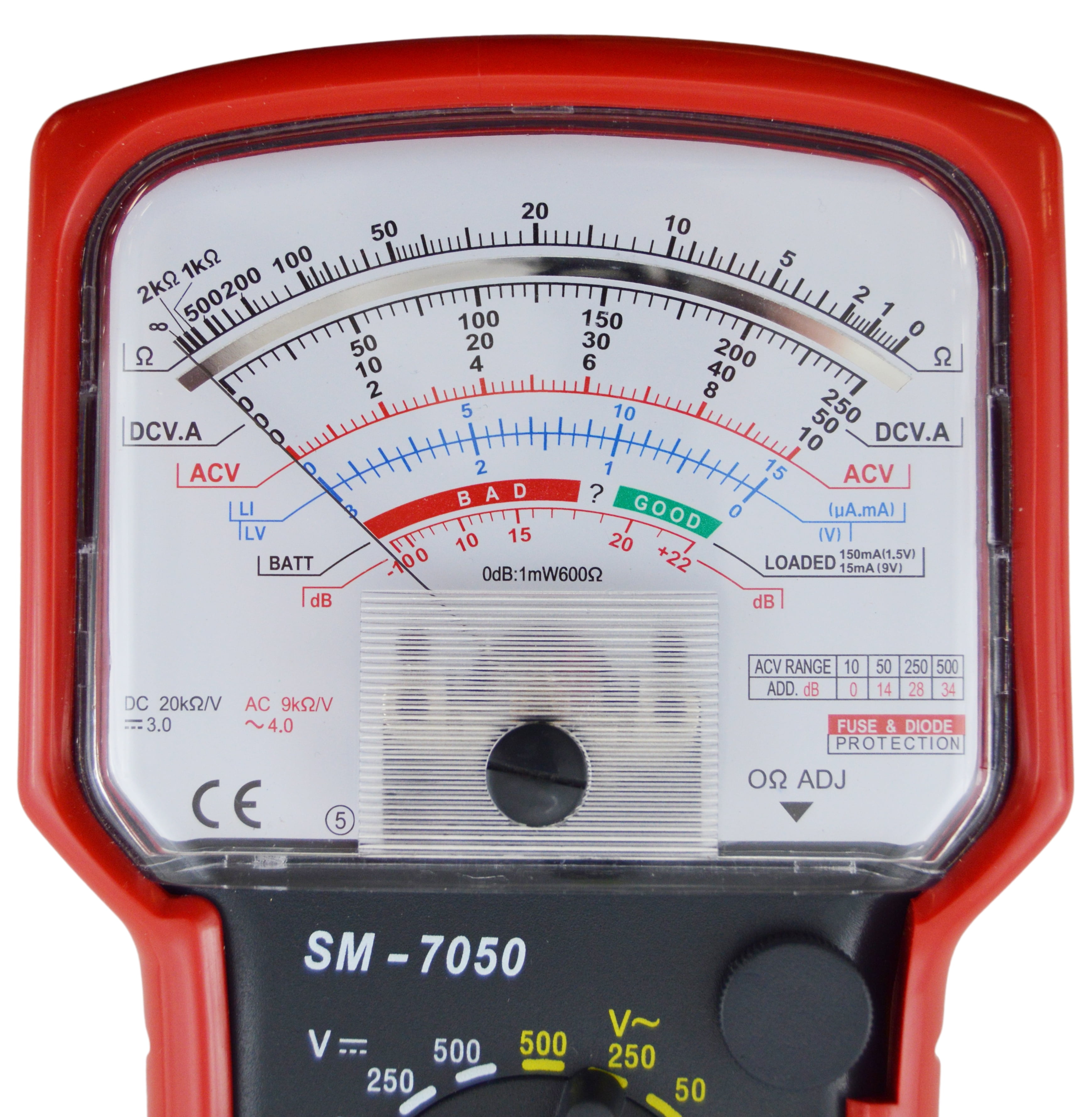 Analog Multimeter, 20-Range AC/DC General Purpose, 7 Functions