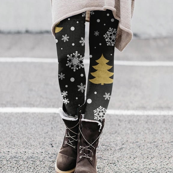 ZHOGXU Womens Leggings High Waist Cartoon Printed Fashion Slim Fit Yoga Pants Trousers For Casual Daily Wear Black L