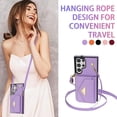 thumbnail image 5 of Phone Case for Samsung Galaxy S23 Ultra 5G Wallet Cell Cover with Credit Card Holder Stand Shoulder Crossbody Strap Long Lanyard Leather S23Ultra 23S S 23 23Ultra 6.8 inch Women Girls Purple, 5 of 11