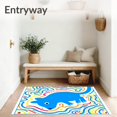 thumbnail image 3 of ODIKA 8'x10' Machine Washable Non-Slip Area Rug, Whimsical Rodent Featuring Playful Dots and Swirls High Traffic Rug, Blue, 723364, 3 of 7