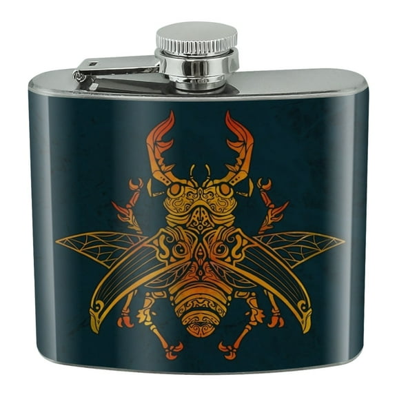 Steampunk Stag Beetle Stainless Steel 5oz Hip Drink Kidney Flask