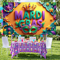 thumbnail image 6 of Green Beads Mardi Gras Banner Gold Stars Carnival Display Feather Masks Yellow Balloons Festive Backdrop for Mardi Gras Party Carnival Celebration Masquerade Ball, 6 of 9