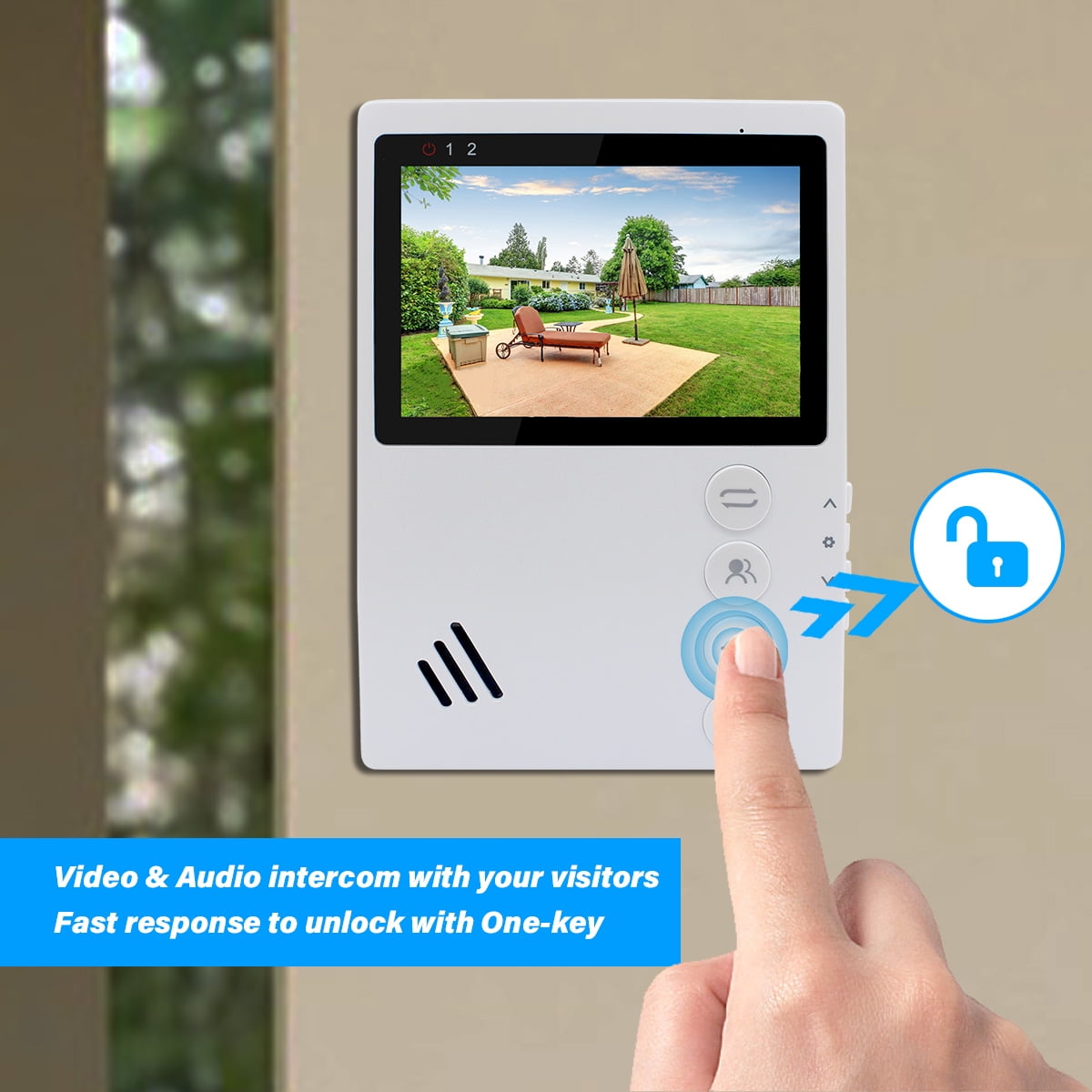 Wired Video Apartment Intercom Door Phone Doorbell System,Handsfree Waterproof Outdoor Doorbell Indoor Monitor One Key Unlock For Home Villa