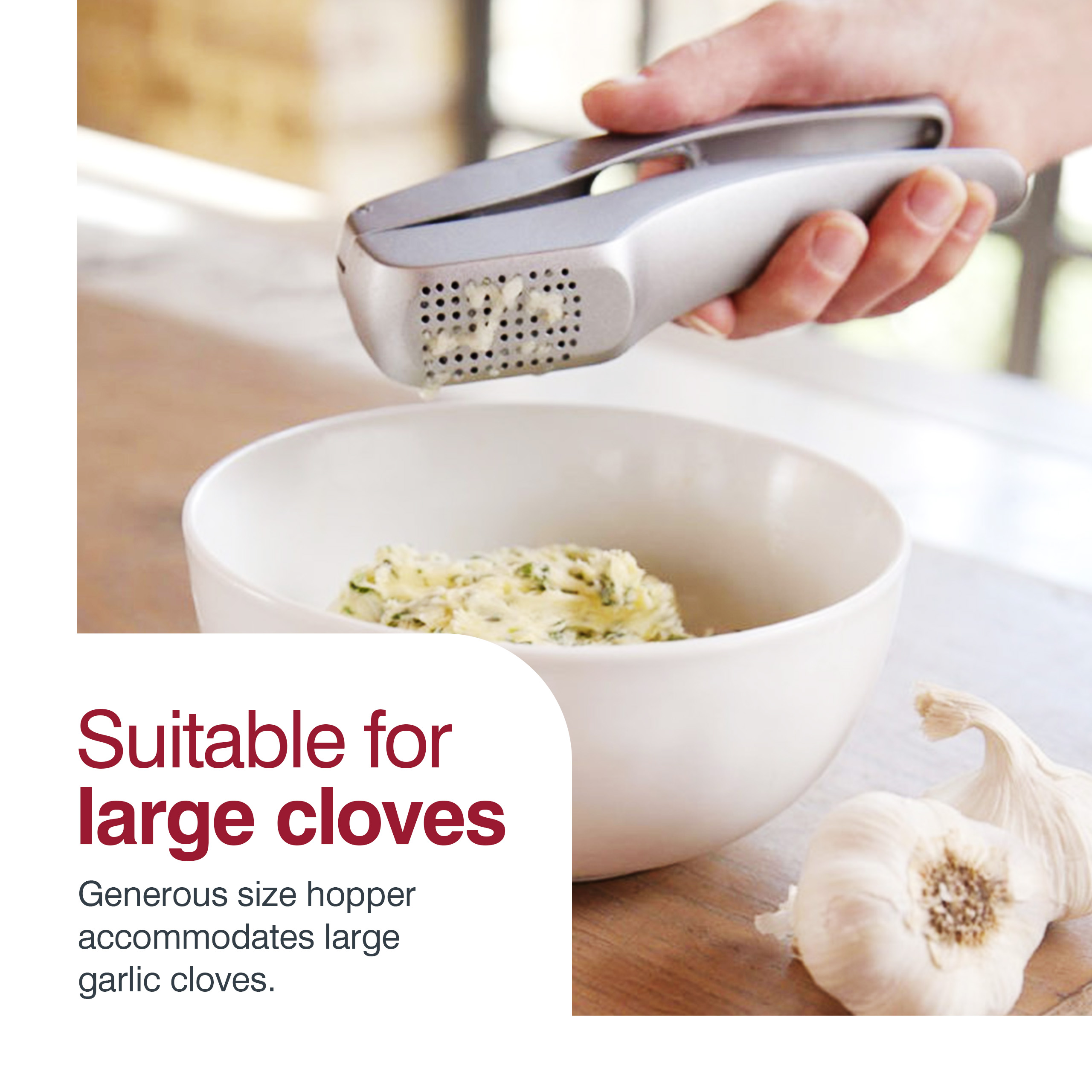 Zyliss Susi 3 Garlic Press Built in Cleaner - Crush, Mince and Peeler, Silver Aluminum Dishwasher Safe - image 3 of 7