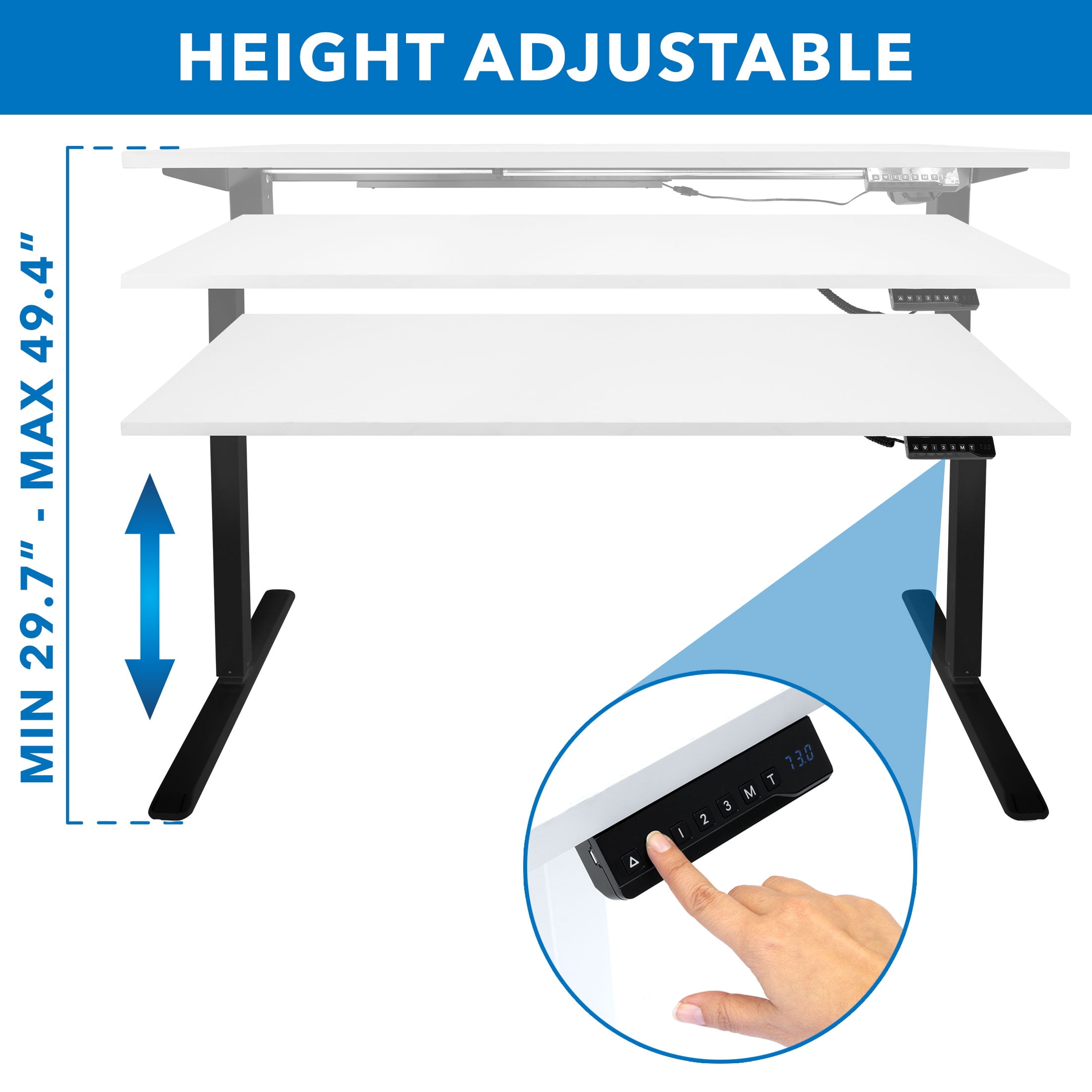 Mount-It! Electric Sit-Stand Black Desk Frame with Extra-Wide White Tabletop